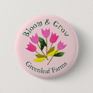 Retro Bloom & Grow Colourful Garden Farm Nursery 6 Cm Round Badge