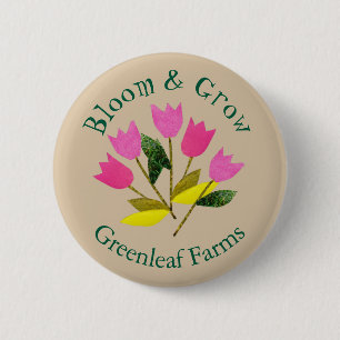 Retro Bloom & Grow Colourful Garden Farm Nursery 6 Cm Round Badge