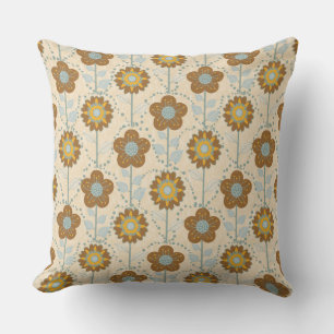 Retro Bloom Harmony Baby Blue Mustard Cushion