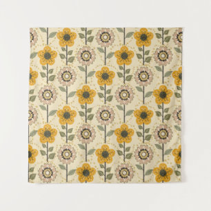 Retro Bloom Harmony Tapestry
