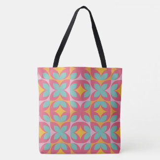 Retro Bloom Mosaic Tote Bag