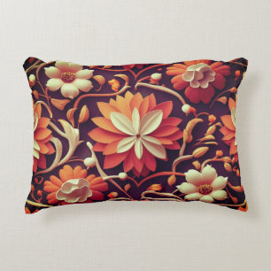 "Retro Bloom - Seamless Floral Pattern Decorative Cushion