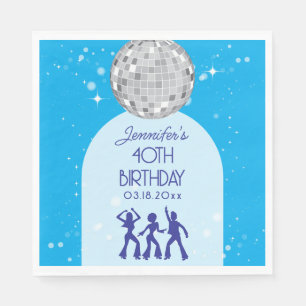 Retro Blue 70s 80s Disco Party Birthday Party Napkin