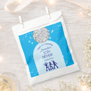 Retro Blue 70s 80s Disco Party Birthday Thank You Favour Bags