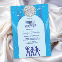 Retro Blue 70s Disco Dancing Queen Bridal Shower
