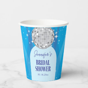 Retro Blue 70s Disco Dancing Queen Bridal Shower Paper Cups