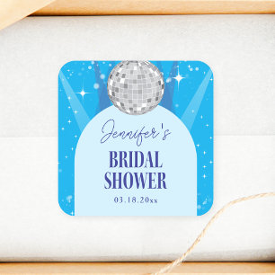 Retro Blue 70s Disco Dancing Queen Bridal Shower Square Sticker