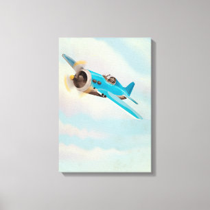 Retro Blue aeroplane Canvas Print