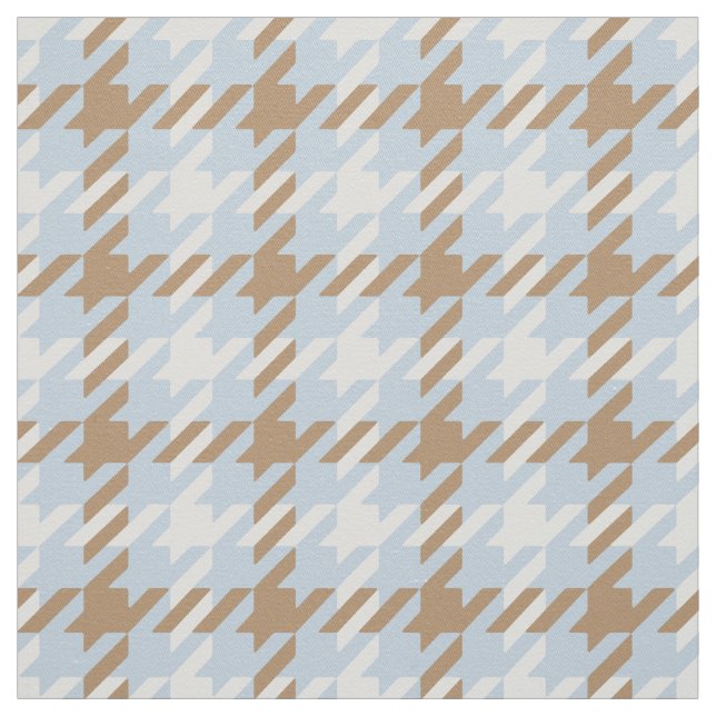 Retro blue and beige houndstooth plaid pattern fabric (Swatch)