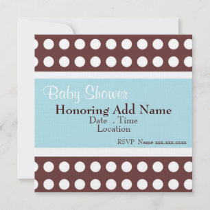 Retro Blue and Brown Dots Baby Shower Invitation