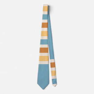 Retro Blue and Orange Blue Vintage Stripes Tie