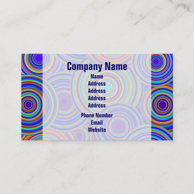 Retro Blue and Orange Circles Pattern Business Card (Front)