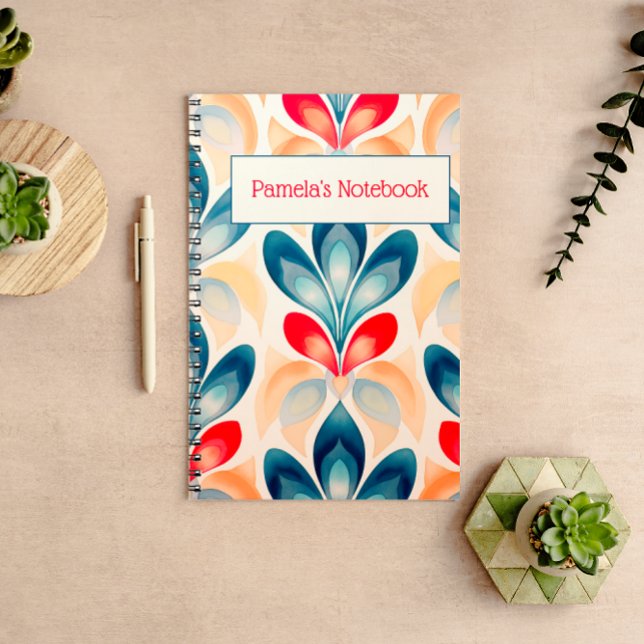 Retro Blue and Orange Floral Notebook (Creator Uploaded)