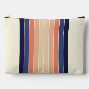 Retro Blue and Peach "Surfboard" Striped  Accessory Pouch
