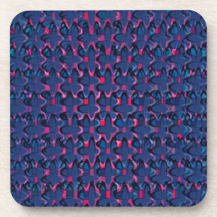 Retro blue and pink pattern coaster