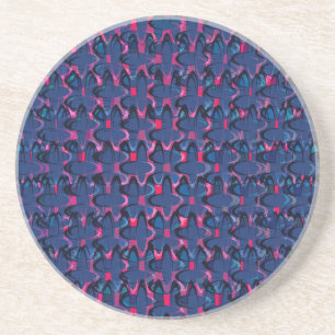 Retro blue and pink pattern coaster