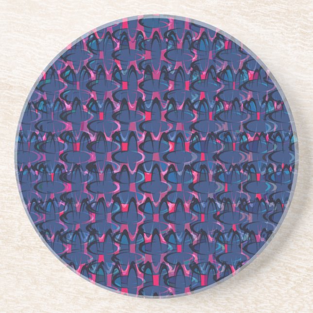 Retro blue and pink pattern coaster (Front)