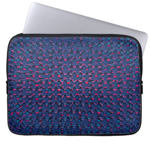 Retro blue and pink pattern laptop sleeve