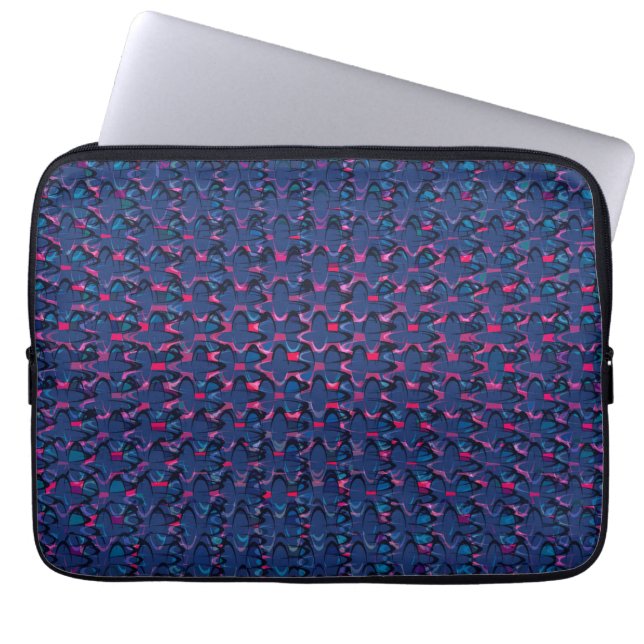 Retro blue and pink pattern laptop sleeve (Front)