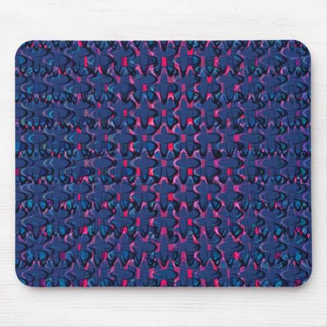 Retro blue and pink pattern mouse mat (Front)