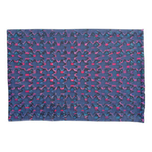 Retro blue and pink pattern pillowcase