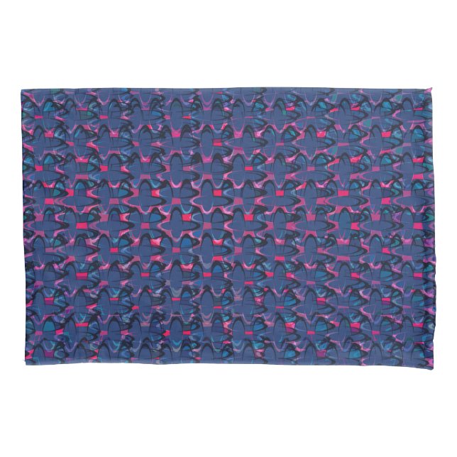 Retro blue and pink pattern pillowcase (Front)