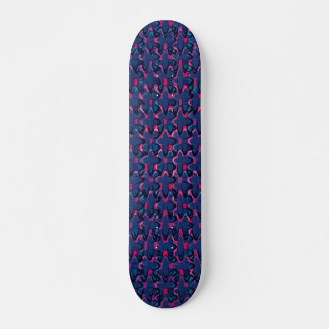 Retro blue and pink pattern skateboard (Front)