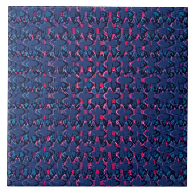 Retro blue and pink pattern tile (Front)