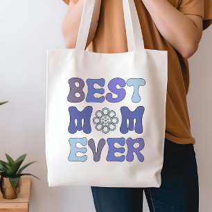 Retro Blue and Purple Best Mum Ever Tote Bag