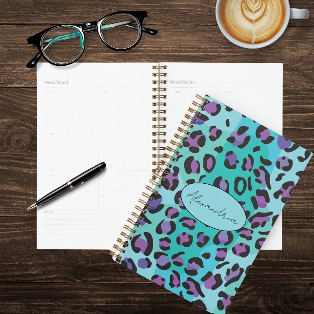 Retro Blue and Purple Leopard Print Planner (Creator Uploaded)