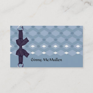 RETRO BLUE AND WHITE DIAMOND BUSINESS CARDS