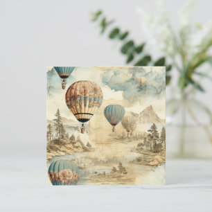 Retro Blue Balloon Antique Travel Landscape
