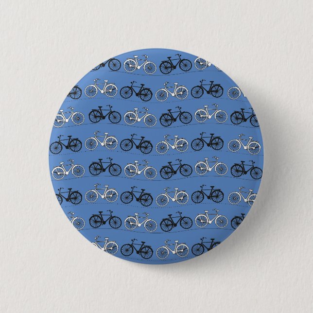 Retro Blue Bicycle Pattern 6 Cm Round Badge (Front)