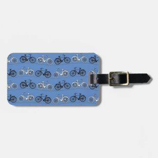 Retro Blue Bicycle Pattern Luggage Tag