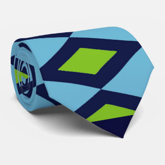 Retro Blue, Black Diamonds Tie, 2-sided Tie