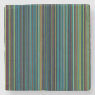 Retro blue brown green stripe marble stone coaster