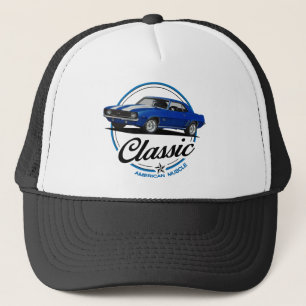 Retro Blue Camaro Classic Trucker Hat