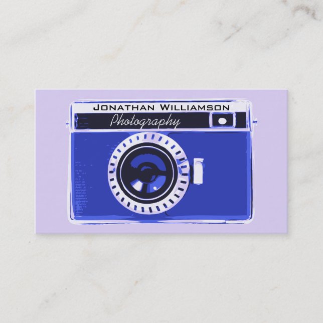 Retro Blue Camera Photography Business Cards (Front)