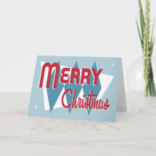 Retro Blue Christmas Card