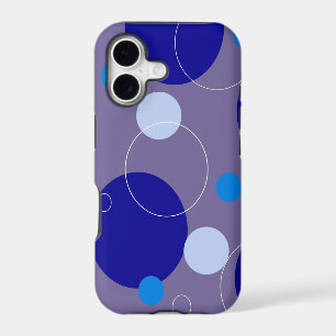 Retro Blue Circles & Ovals Royal Periwinkle Aqua