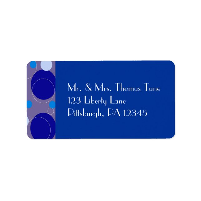 Retro Blue Circles & Ovals Royal Periwinkle Aqua Label (Front)