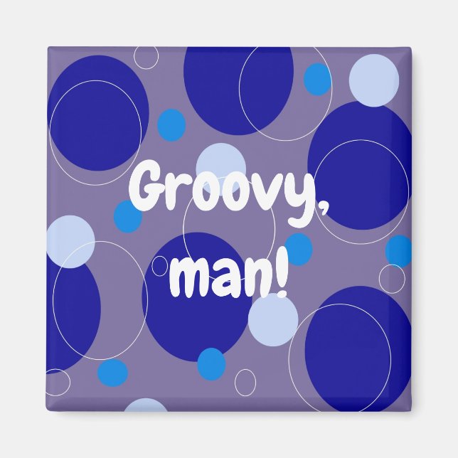 Retro Blue Circles & Ovals Royal Periwinkle Aqua Magnet (Front)