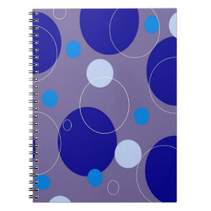 Retro Blue Circles & Ovals Royal Periwinkle Aqua Notebook