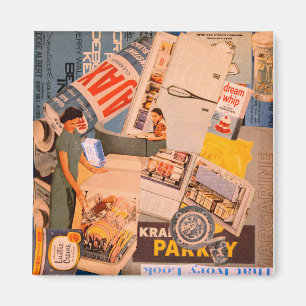 Retro blue collage magnet