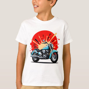 Retro Blue Cruiser – Pop‑Art Motorcycle T-Shirt