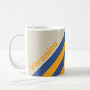 Retro Blue Crush Sunset Stripes with Name Coffee Mug