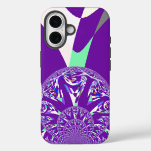 Retro Blue Cyan Kaleidoscope Art Print iPhone 16 Case