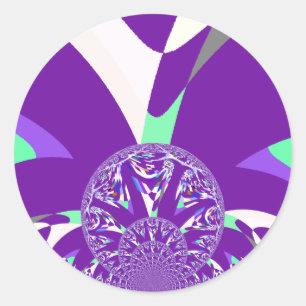 Retro Blue Cyan Kaleidoscope Art Print Classic Round Sticker