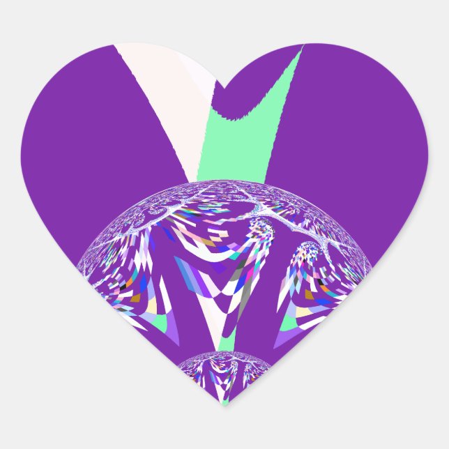 Retro Blue Cyan Kaleidoscope Art Print Heart Sticker (Front)