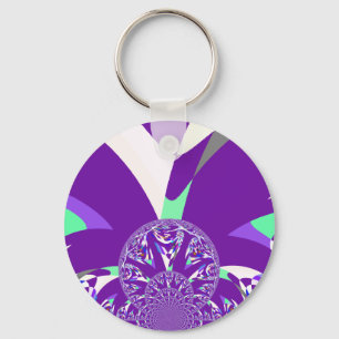 Retro Blue Cyan Kaleidoscope Art Print Key Ring